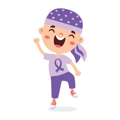 Fototapeta premium CPositive Cartoon Kid With Leukemia