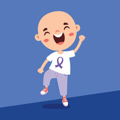 CPositive Cartoon Kid With Leukemia