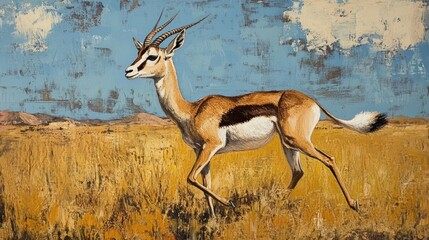 Majestic Springbok in African Savanna: A Painted Landscape