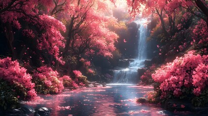 Enchanted Hidden Garden Oasis with Vibrant Floral and Hummingbirds in Surreal Dreamscape