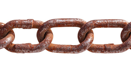Rusty chain links connecting past to present studio setting close-up image industrial environment artistic perspective, transparent background