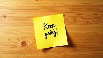 Keep Going sticky note on wooden table | Motivational quotes