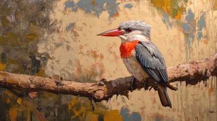 Gray-headed Kingfisher Perched on Branch: A Masterpiece of Wildlife Art