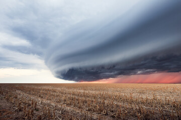 Storm clouds over a field in Kansas