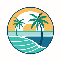 Minimalist Beach Logo Design Perfect for Coastal Branding, Summer, Vacation, Travel, and Ocean-Themed Businesses