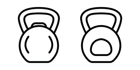kettlebells outline or line icon design bundle.