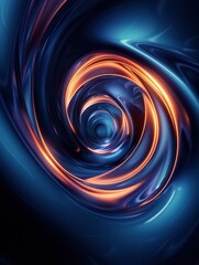Dynamic abstract swirl of blue and orange lines representing movement and fluidity