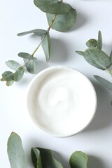 Moisturizing care skincare face cream for healing complicated troubled skin type in an open jar...