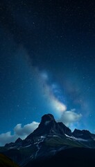 Night Sky Filled with Stars and Mountain Silhouettes
