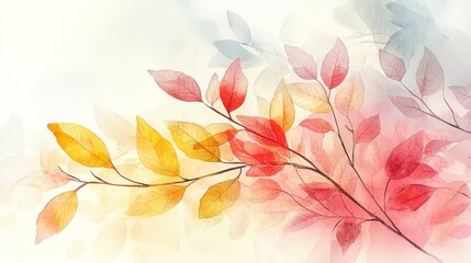 Fototapeta premium Autumn leaves falling nature digital artwork serene environment close-up view beauty