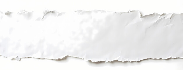 White torn paper banner on a white background with copy space