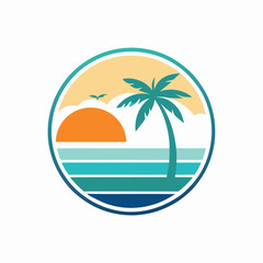 Minimalist Beach Logo Design Perfect for Coastal Branding, Summer, Vacation, Travel, and Ocean-Themed Businesses