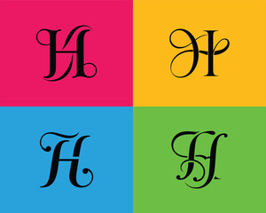 Elegant H Monogram Logo Design. Elegant Decorative Letters on Colorful Quadrants in a Stylish Modern Design.