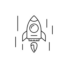 Outline Rocket icon with flames coming out of the bottom.