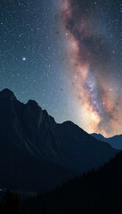 Naklejka premium Starry Night Over Majestic Mountain Peaks