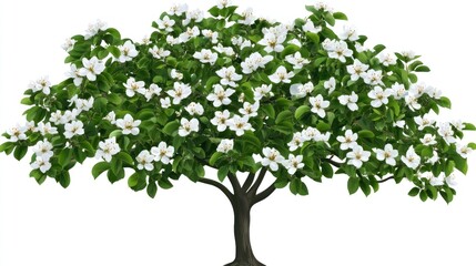 White-blossomed tree spring bloom isolated design