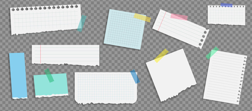 Realistic notes isolated with real shadow. Square sticky paper reminders with shadows, paper page