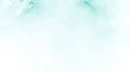 Abstract mint green paint swirls on white background.