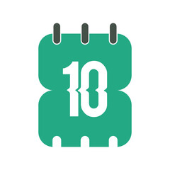 Day 10 Calendar Vector Icon Illustration.