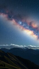 Cosmic Beauty: Mountains Under a Starry Sky