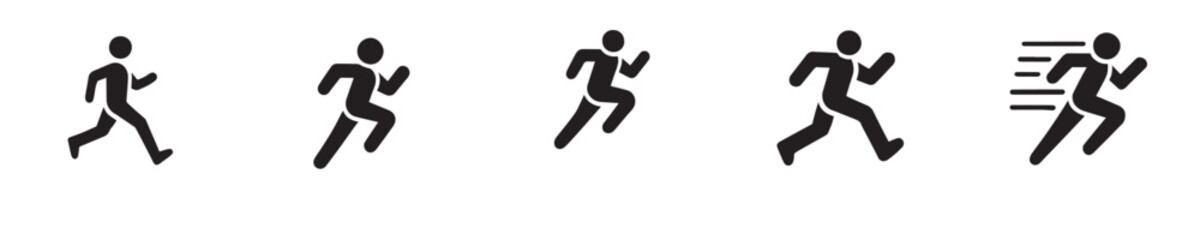 Collection of vector icons of a person running