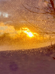sunset and snowstorm