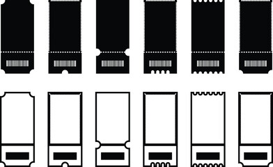 Raffle ticket icon. Vector for apps or website image isolated on transparent background. Ticket for event or program access icon in flat, line set. Tickets or Coupons, credit card, chip card symbol.