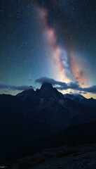 Cosmic Beauty: Mountains Under a Starry Sky