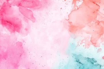 Fototapeta premium Abstract Watercolor Background Pink Coral and Teal Wash Texture