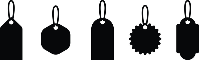 Price tag, label icon in flat set. paper price, blank product symbol, empty cardboard price sale mockup of Sale Template banner shopping isolated on transparent background vector for apps or web