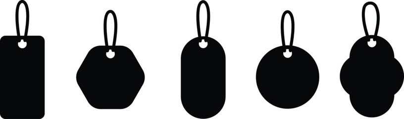 Price tag, label icon in flat set. paper price, blank product symbol, empty cardboard price sale mockup of Sale Template banner shopping isolated on transparent background vector for apps or web