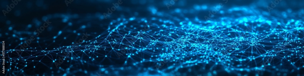 Poster abstract representation of interconnected data points in a digital network.