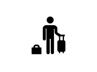Baggage Claim. Conveyor Belt With Luggages In Airport.Travel bags vector set Baggage Airport People Briefcase. Icon with reflection on white background. Air Travel Thin Line Icons  Editable Stroke