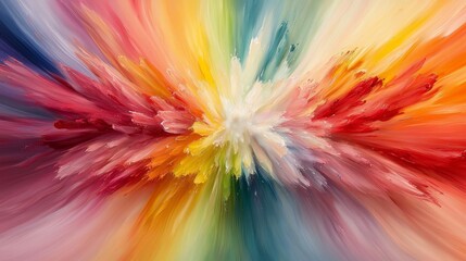 Obraz premium Vibrant Abstract Oil Painting Colorful Explosion of Hues Impasto Texture Modern Art
