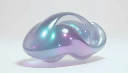 Abstract 3D Render of an Iridescent Blob with Glossy Surface