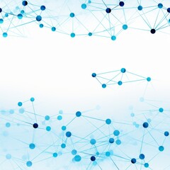 Abstract network diagram  seamless pattern of connecting lines and nodes in blue shades on white