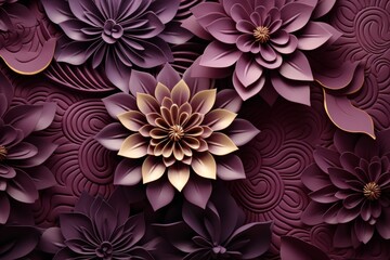 Modern linear flower design in burgundy  exploring thickness and shades for a fresh aesthetic