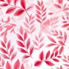 Elegant pale pink floral elements and leaves in a repeating pattern on a white background