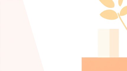 Fototapeta premium Abstract pastel geometric design with plant. Possible use as backdrop for product showcase.