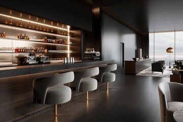 Luxury lounge modern urban bar design with plush seating