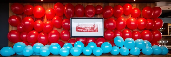 Vibrant birthday bulletin board featuring balloons, discounts, and exciting sales promotions