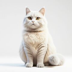 Obraz premium Healthy pretty young adult tortie British Longhair cat, sitting up straight. Looking towards camera with attitude. Isolated cutout on a transparent background.