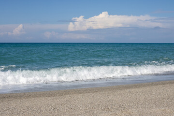 Thyrrenian sea sand beach, Spadafora, Italy