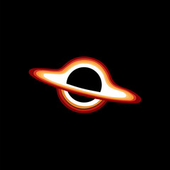 black hole from the side on black backround icon