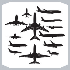 Diverse Airplane Silhouettes as Logotype Icons