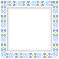 pastel and glitter hearts frame , 3d frame for your decoration . retro style  for newborn or special moment 