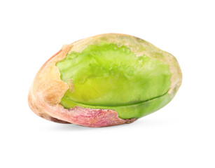 One peeled pistachio nut isolated on white