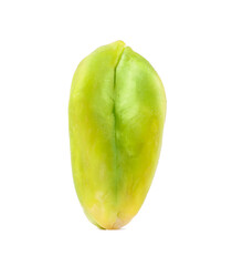 One peeled pistachio nut isolated on white