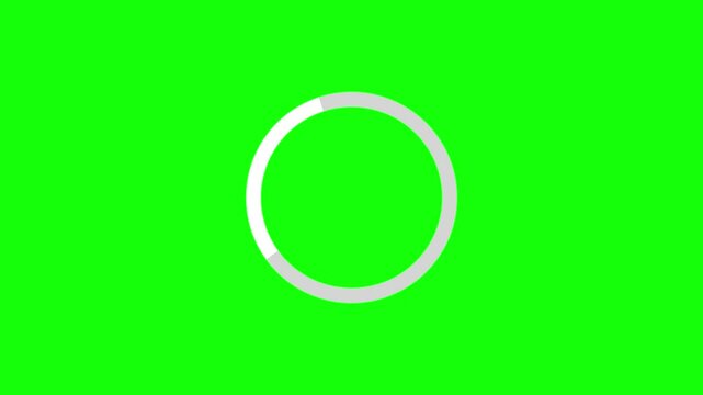 Circular loading animation. Waiting status bar. White and gray outline circle on green background.