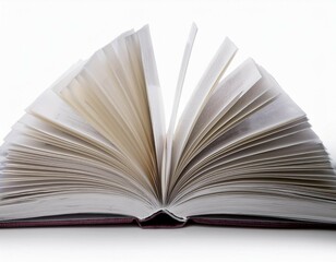 Fototapeta premium closeup of printed single opened book isaolated on white background